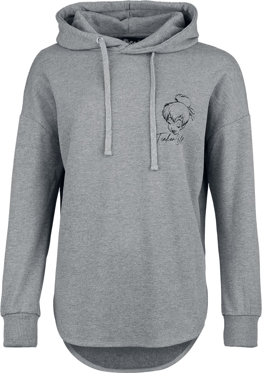 Sweat-shirt à capuche Disney de La Fée Clochette - Sketch - S à 3XL - pour Femme - gris chiné - La Fée Clochette