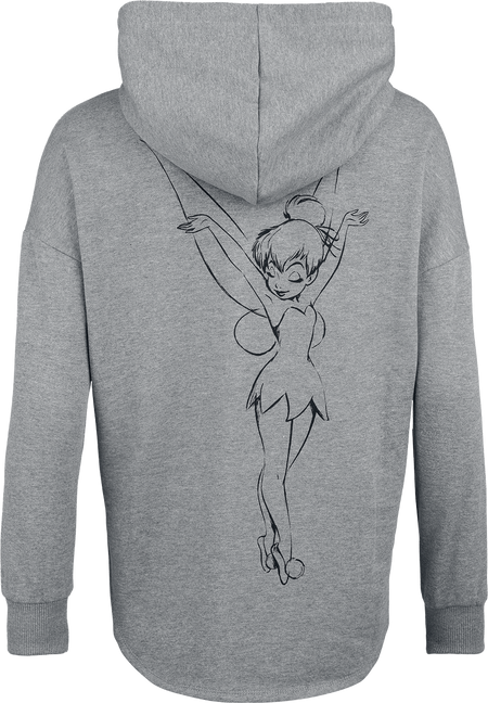 Sweat-shirt à capuche Disney de La Fée Clochette - Sketch - S à 3XL - pour Femme - gris chiné - La Fée Clochette - View 2