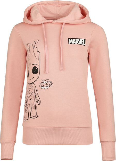 Sweat-shirt à capuche Disney de Les Gardiens De La Galaxie - I Am Groot - M à 3XL - pour Femme - vieux rose - Les Gardiens De La Galaxie