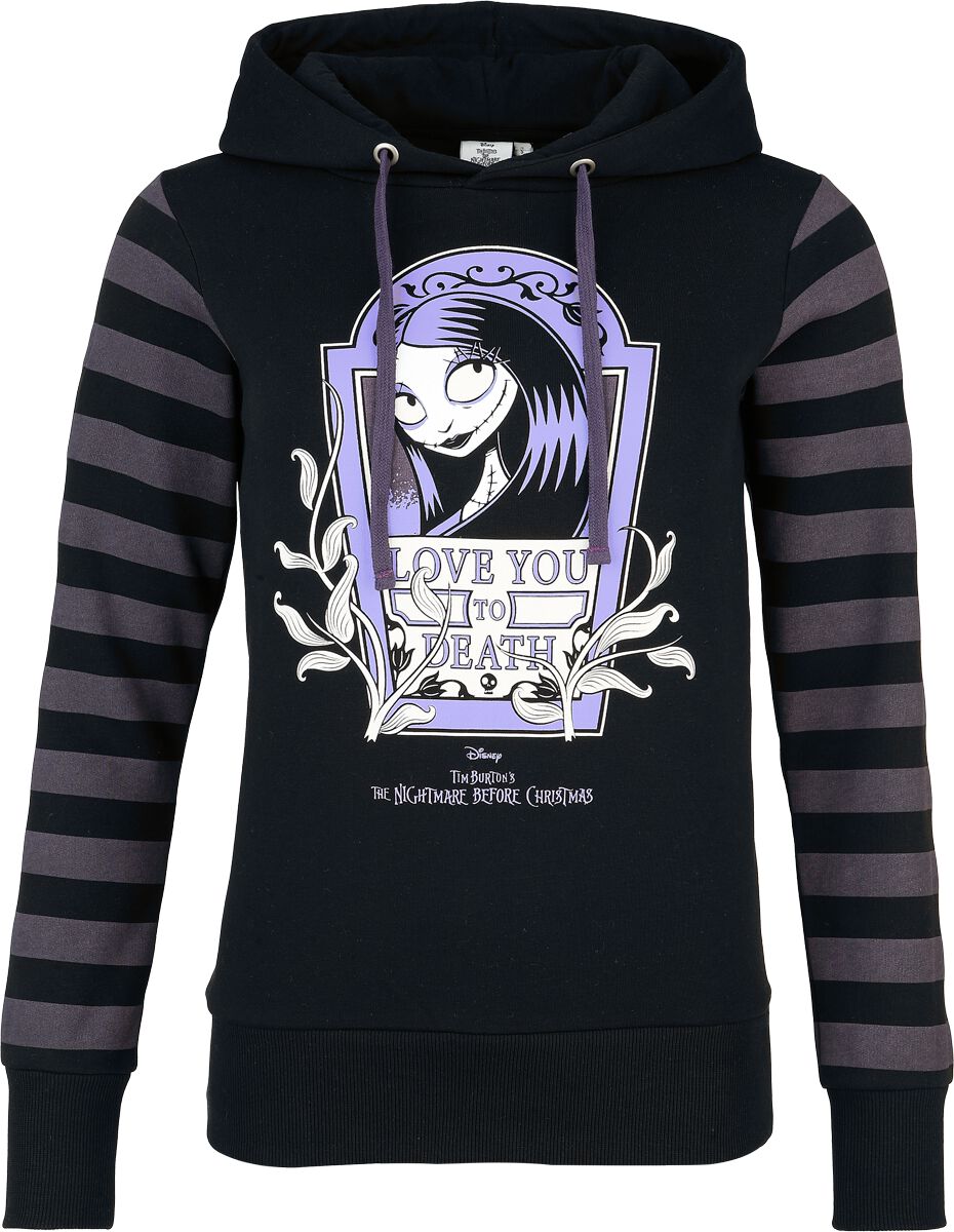 Sweat-shirt à capuche Disney de L'Étrange Noël De Monsieur Jack - Love You To Death - S à 3XL - pour Femme - noir/lilas - L'Étrange Noël De Monsieur Jack