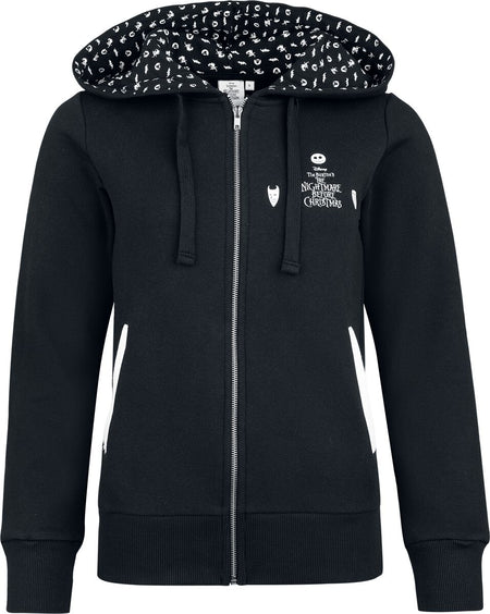 Sweat-shirt zippé à capuche Disney de L'Étrange Noël De Monsieur Jack - Jack Skellington - S à 3XL - pour Femme - noir - L'Étrange Noël De Monsieur Jack