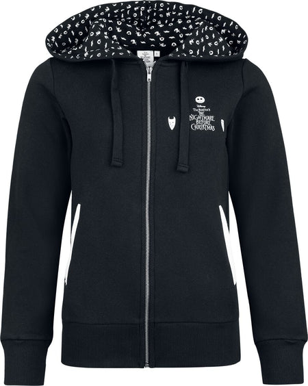 Sweat-shirt zippé à capuche Disney de L'Étrange Noël De Monsieur Jack - Jack Skellington - S à 3XL - pour Femme - noir - L'Étrange Noël De Monsieur Jack