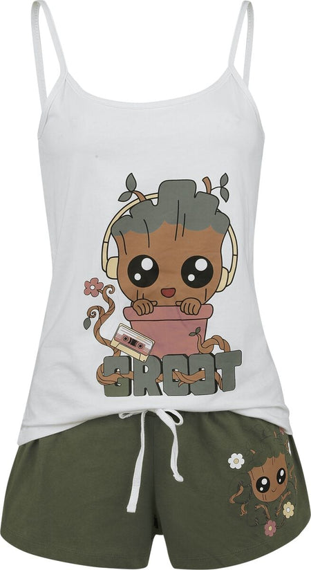 Pyjama Disney de Les Gardiens De La Galaxie - Groot - S à 3XL - pour Femme - blanc/vert - Les Gardiens De La Galaxie