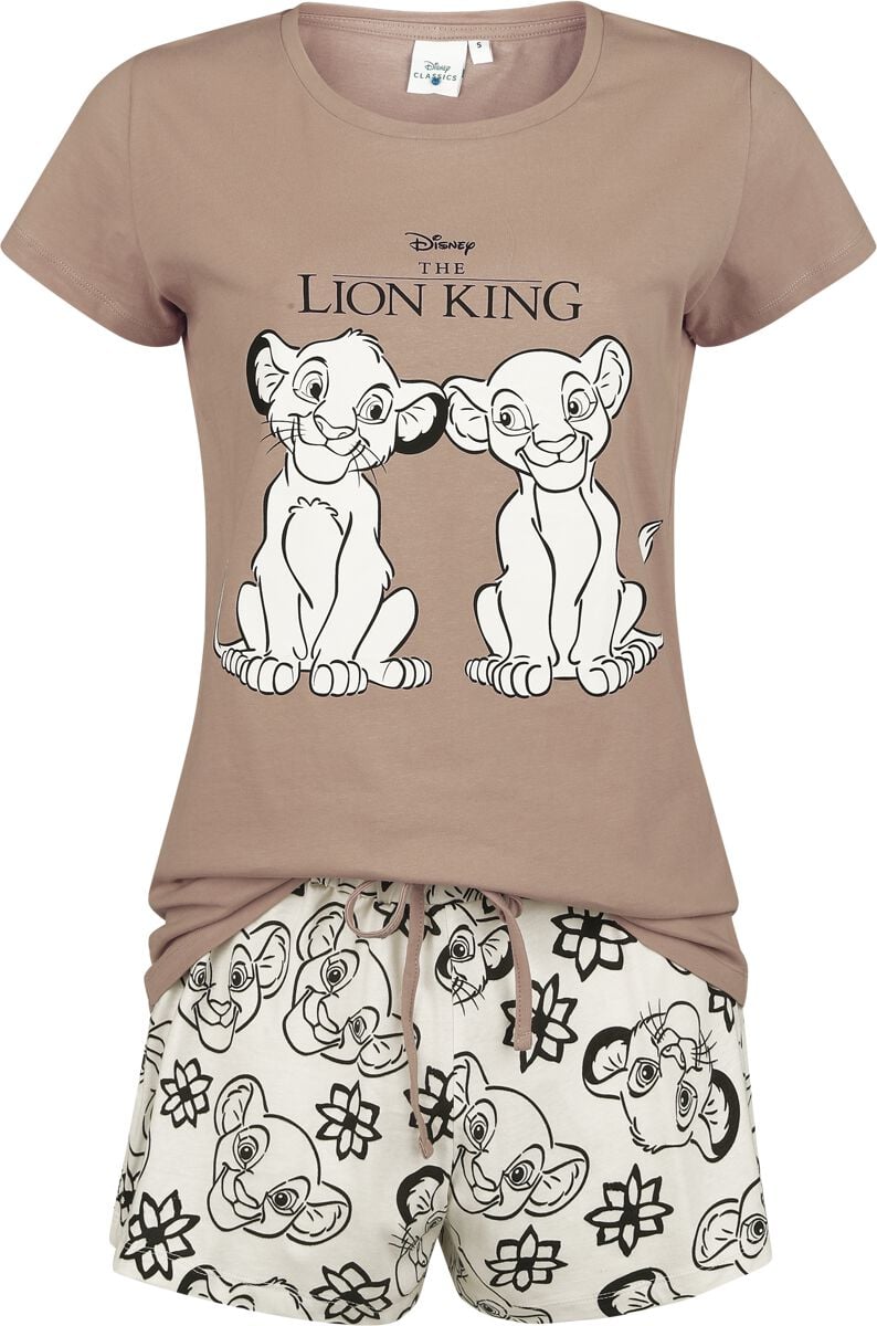 Pyjama Disney de Le Roi Lion - Simba & Nala - S à 3XL - pour Femme - beige/marron - Le Roi Lion