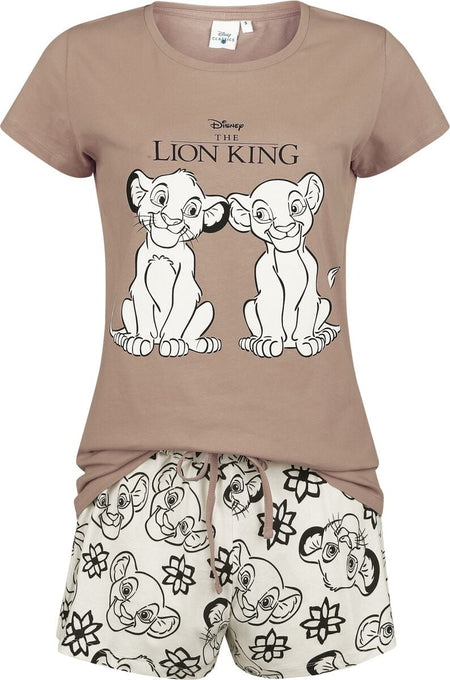Pyjama Disney de Le Roi Lion - Simba & Nala - S à 3XL - pour Femme - beige/marron - Le Roi Lion