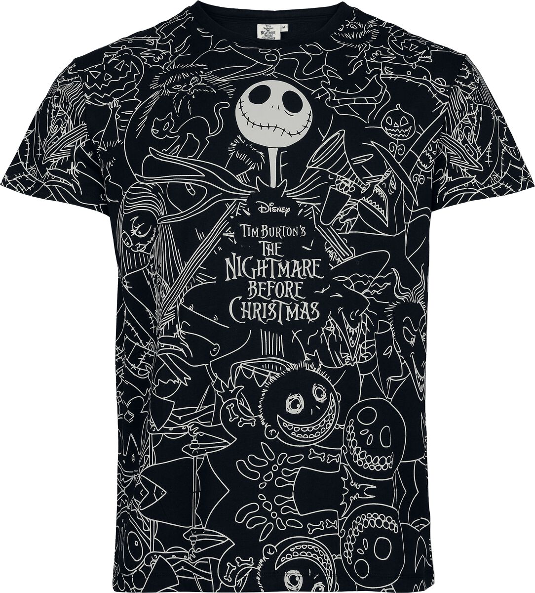 T-Shirt Manches courtes Disney de L'Étrange Noël De Monsieur Jack - Personnages - S à 3XL - pour Homme - noir - L'Étrange Noël De Monsieur Jack