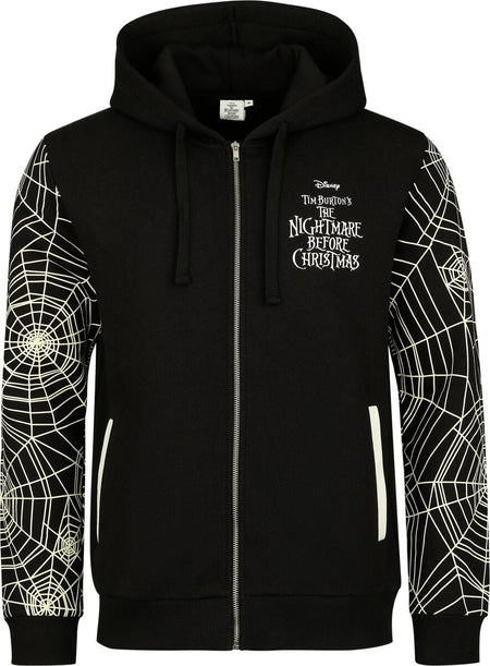 Sweat-shirt zippé à capuche Disney de L'Étrange Noël De Monsieur Jack - Jack Skellingtion - Faces - S à 3XL - pour Homme - noir/blanc - L'Étrange Noël De Monsieur Jack