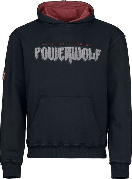 Sweat-shirt à capuche  de Powerwolf - Logo - S à XXL - pour Homme - noir/rouge foncé - Powerwolf