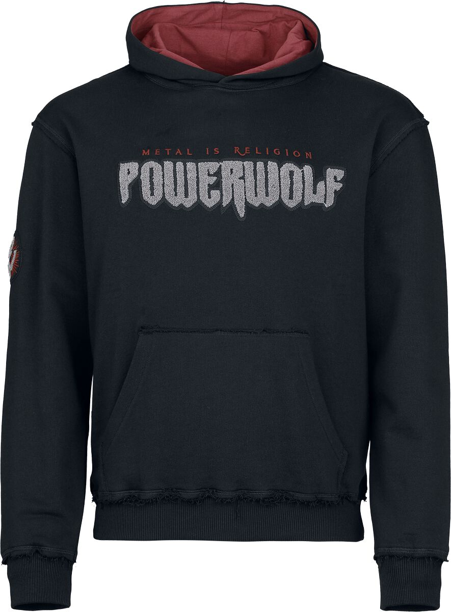Sweat-shirt à capuche  de Powerwolf - Logo - S à XXL - pour Homme - noir/rouge foncé - Powerwolf