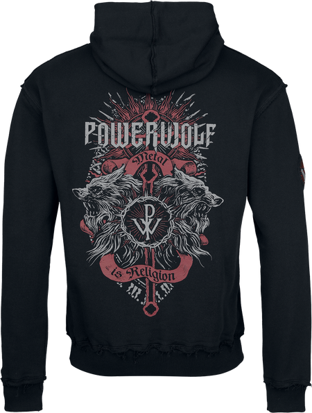 Sweat-shirt à capuche  de Powerwolf - Logo - S à XXL - pour Homme - noir/rouge foncé - Powerwolf - View 2