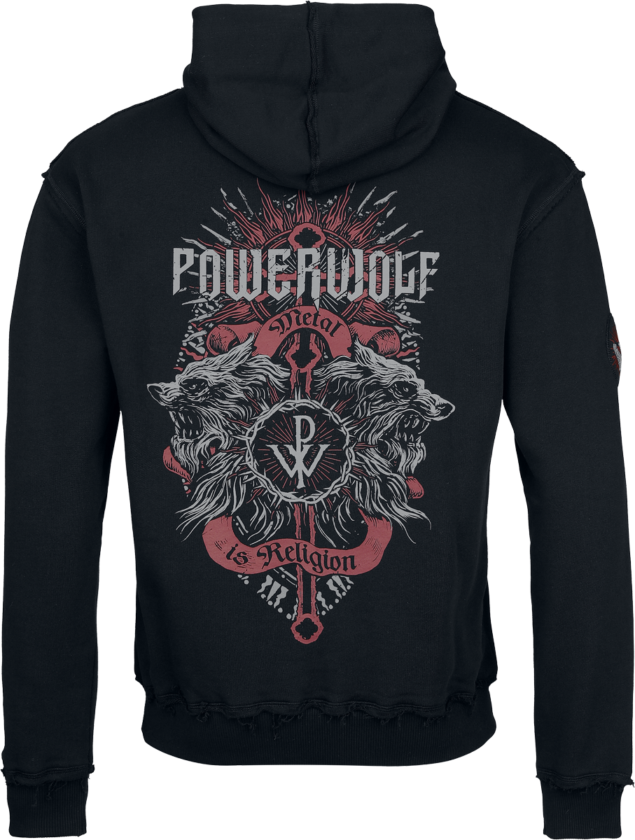 Sweat-shirt à capuche  de Powerwolf - Logo - S à XXL - pour Homme - noir/rouge foncé - Powerwolf - View 2
