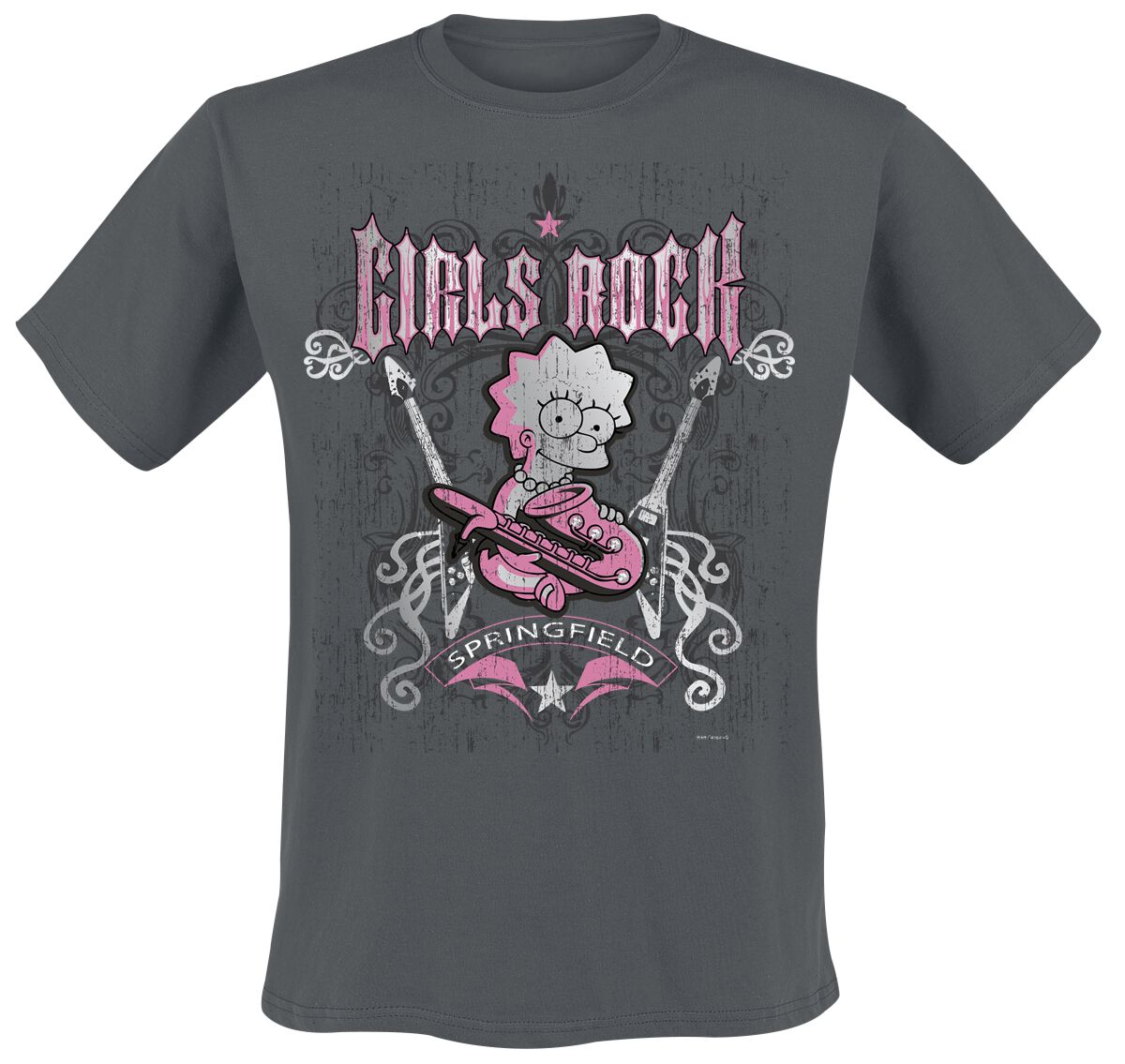 T-Shirt Manches courtes  de Les Simpson - Girls Rock - S à XXL - pour Homme - anthracite - Les Simpson