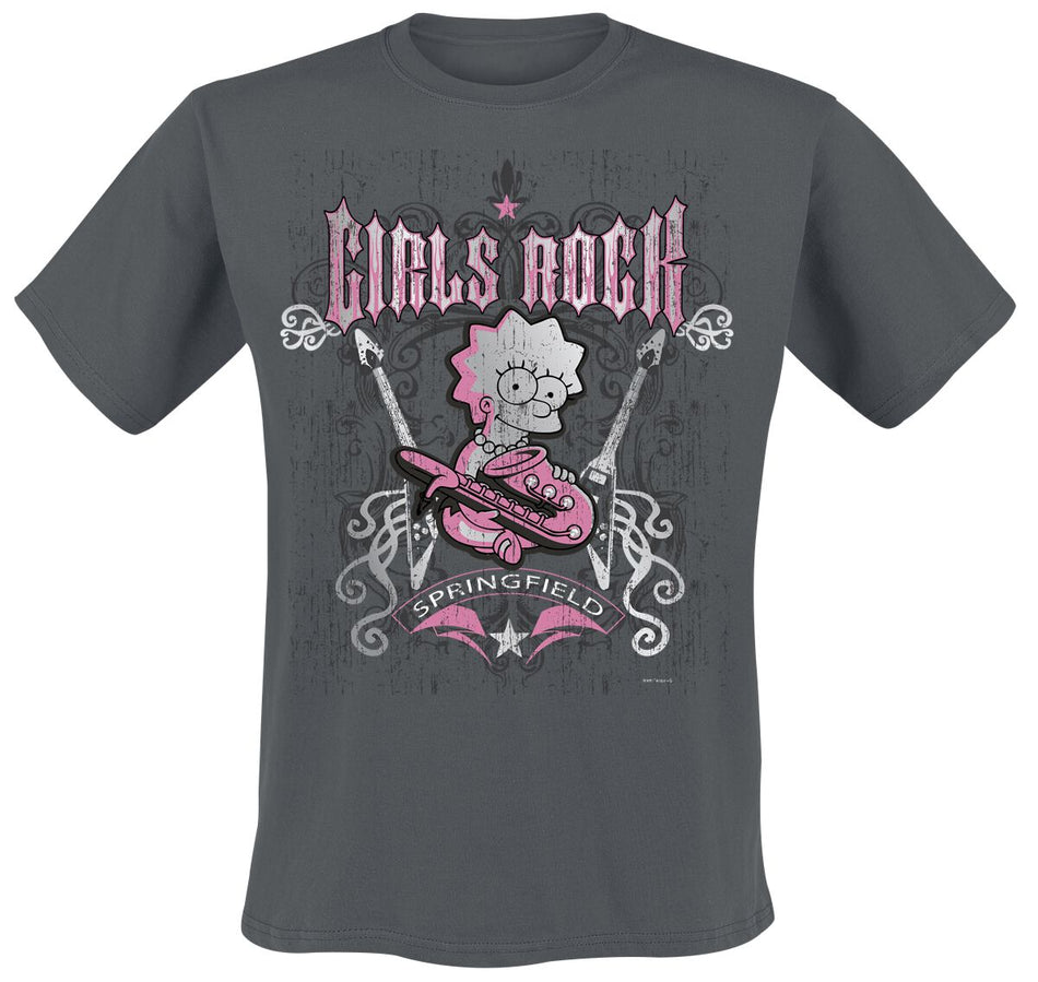 T-Shirt Manches courtes  de Les Simpson - Girls Rock - S à XXL - pour Homme - anthracite - Les Simpson