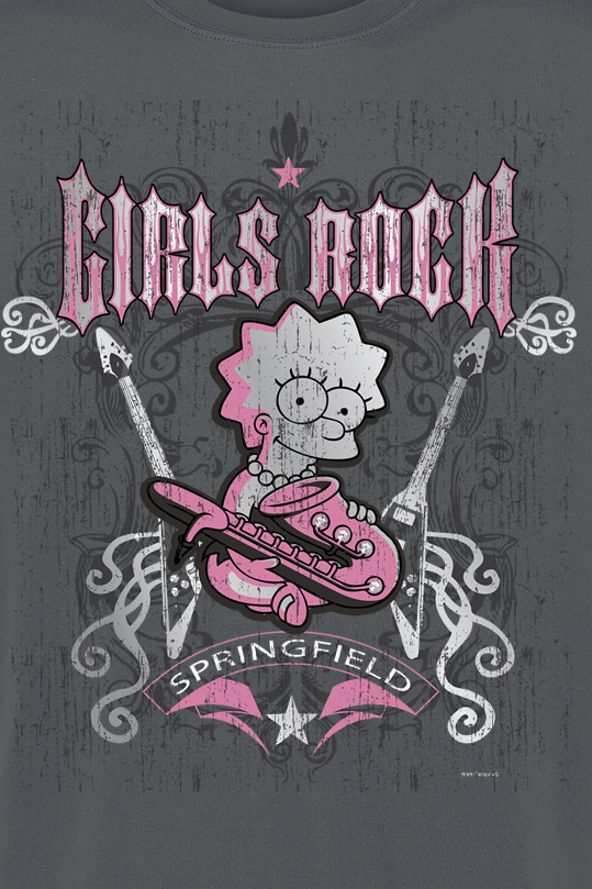 T-Shirt Manches courtes  de Les Simpson - Girls Rock - S à XXL - pour Homme - anthracite - Les Simpson - View 2