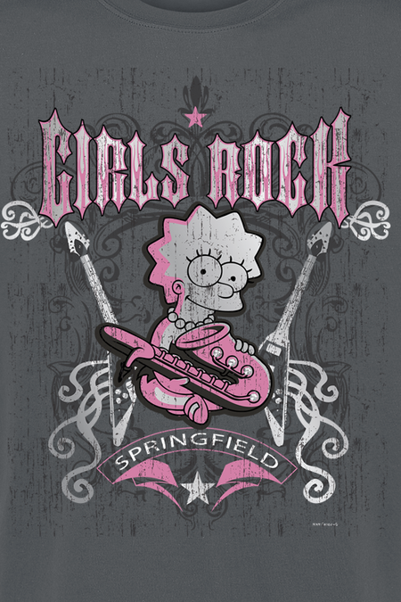 T-Shirt Manches courtes  de Les Simpson - Girls Rock - S à XXL - pour Homme - anthracite - Les Simpson - View 2
