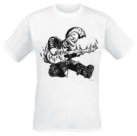 T-Shirt Manches courtes  de Les Simpson - Homer avec Guitare - S à XXL - pour Homme - blanc - Les Simpson