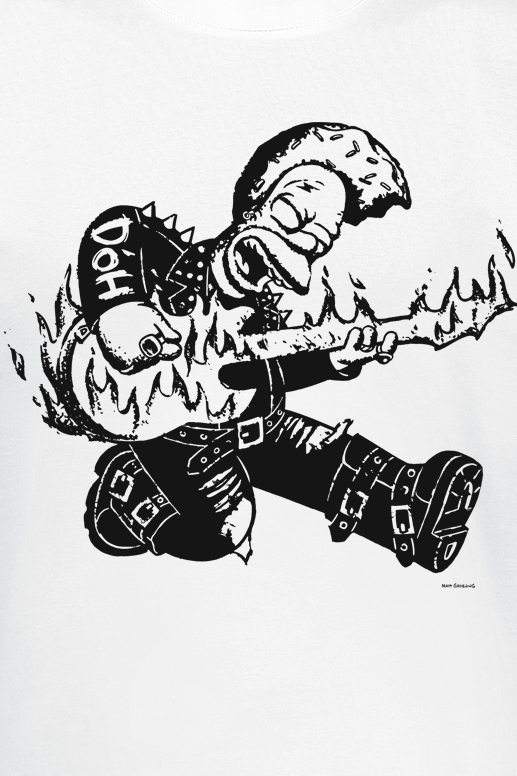 T-Shirt Manches courtes  de Les Simpson - Homer avec Guitare - S à XXL - pour Homme - blanc - Les Simpson - View 2