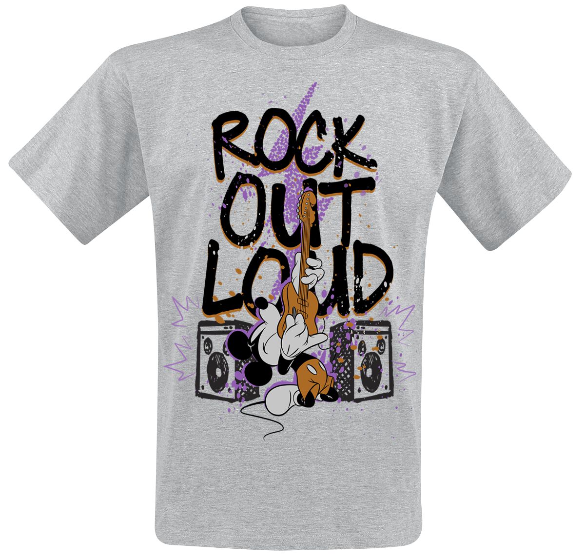 T-Shirt Manches courtes Disney de Mickey Mouse - Rock Out Loud - S à XXL - pour Homme - gris chiné - Mickey Mouse