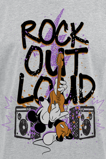 T-Shirt Manches courtes Disney de Mickey Mouse - Rock Out Loud - S à XXL - pour Homme - gris chiné - Mickey Mouse - View 2