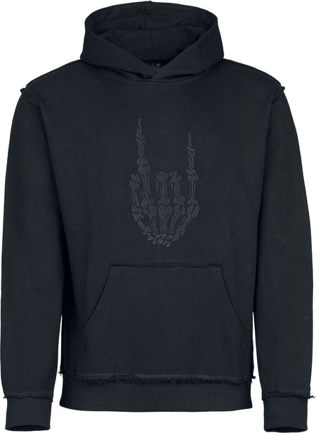 Sweat-shirt à capuche  de Collection Spéciale EMP - Crâne noir avec cornes métalliques - S à 4XL - pour Homme - noir - Collection Spéciale EMP