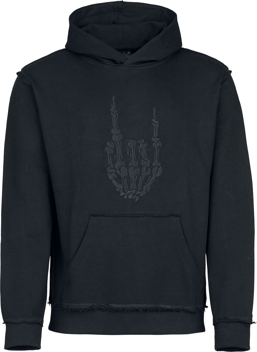 Sweat-shirt à capuche  de Collection Spéciale EMP - Crâne noir avec cornes métalliques - S à 4XL - pour Homme - noir - Collection Spéciale EMP