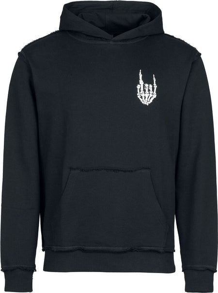 Sweat-shirt à capuche  de Collection Spéciale EMP - Crâne blanc avec cornes métalliques - S à 5XL - pour Homme - noir - Collection Spéciale EMP