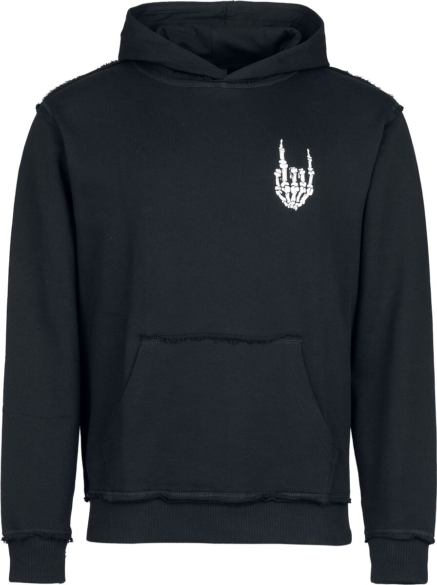 Sweat-shirt à capuche  de Collection Spéciale EMP - Crâne blanc avec cornes métalliques - S à 5XL - pour Homme - noir - Collection Spéciale EMP