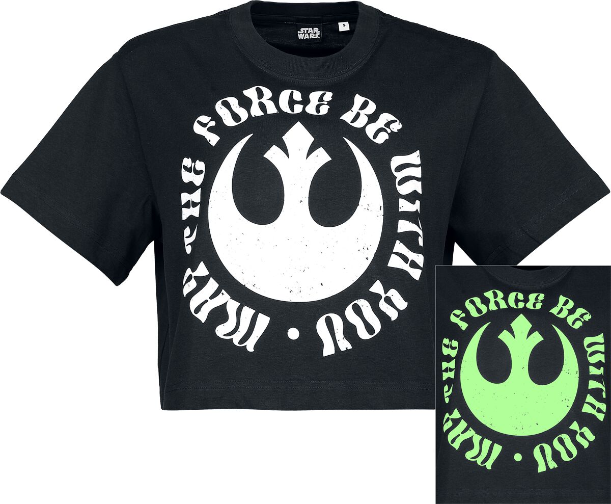 T-Shirt Manches courtes Disney de Star Wars - May The Force Be With You (Phosphorescent) - S à XL - pour Femme - noir - Star Wars