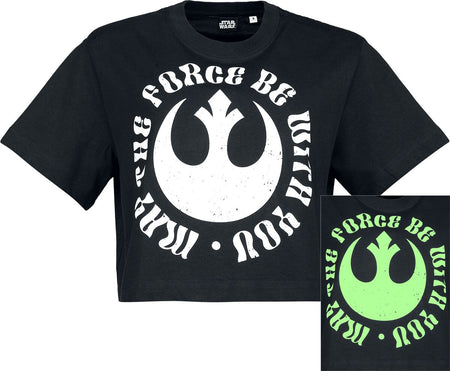 T-Shirt Manches courtes Disney de Star Wars - May The Force Be With You (Phosphorescent) - S à XL - pour Femme - noir - Star Wars