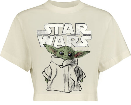 T-Shirt Manches courtes Disney de Star Wars - The Mandalorian - Croquis Grogu - S à XL - pour Femme - blanc - Star Wars