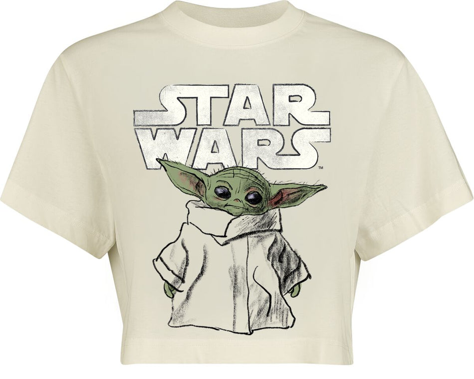T-Shirt Manches courtes Disney de Star Wars - The Mandalorian - Croquis Grogu - S à XL - pour Femme - blanc - Star Wars
