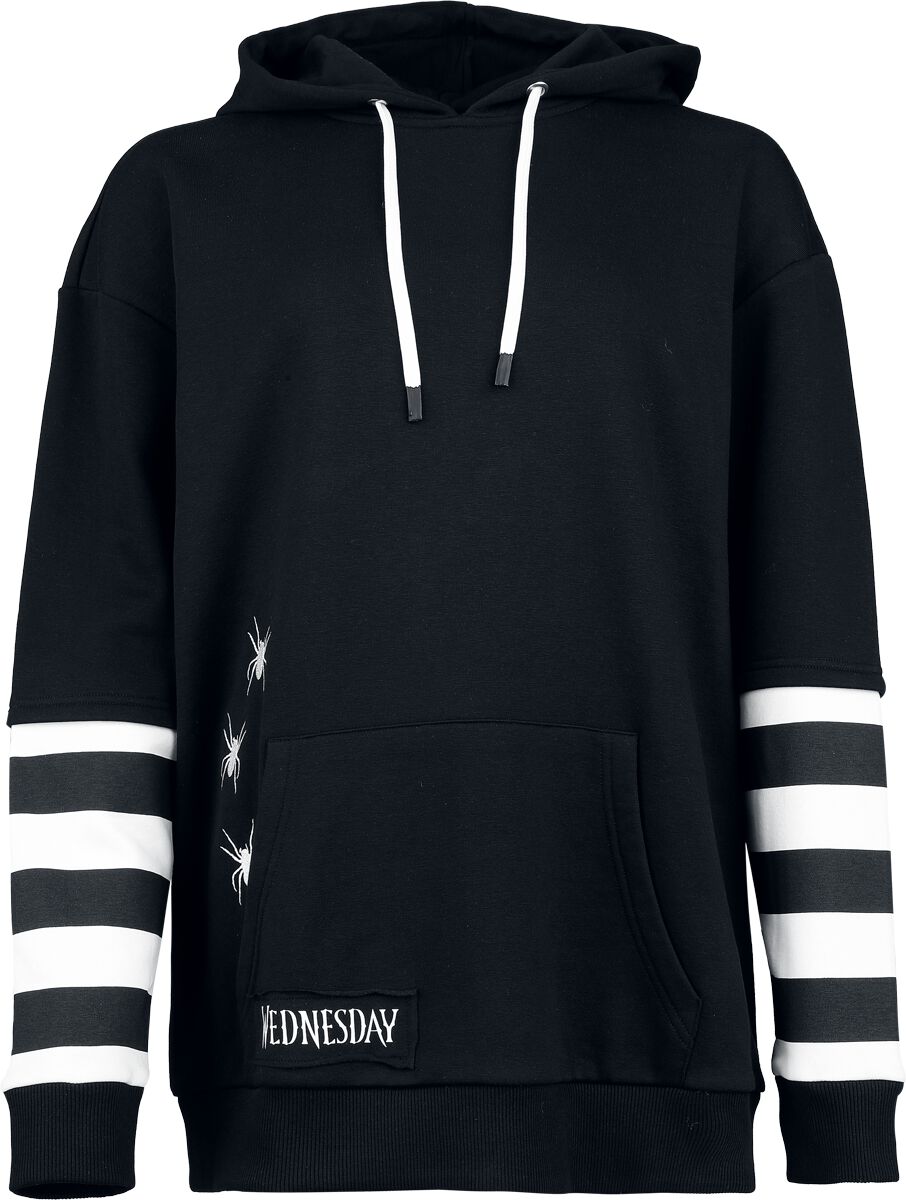 Sweat-shirt à capuche  de Wednesday - Death & Flower - Oversize - S à XXL - pour Femme - noir/blanc - Wednesday