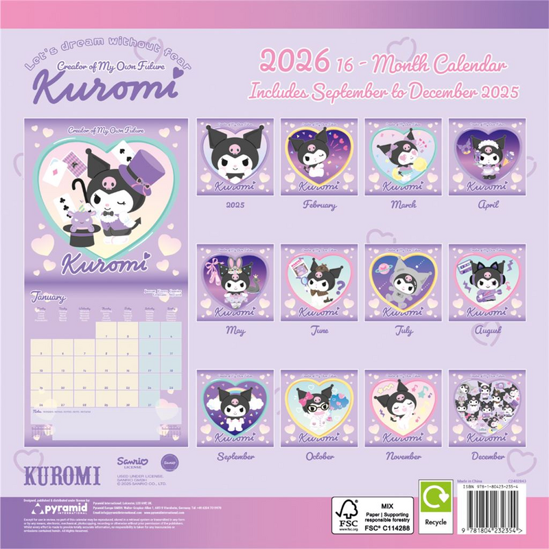 Calendrier mural  de Hello Kitty - Kuromi - Dream Without Fear - pour Unisexe - multicolore - Hello Kitty - View 2
