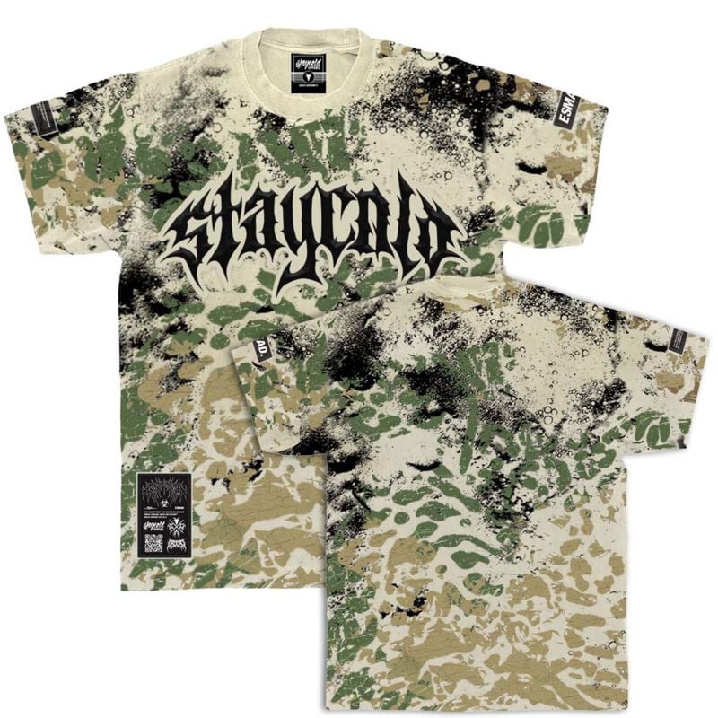 T-Shirt Manches courtes  de Stay Cold Apparel - Night Ops - Heavy Oversized T-Shirt (Sand Camo) 250GSM - S à 3XL - pour Homme - camouflage sable - Stay Cold Apparel