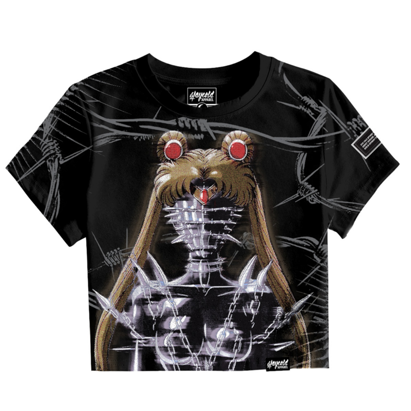 T-Shirt Manches courtes  de Stay Cold Apparel - Moon Maiden (Custom) - Crop T-Shirt (200GSM) - XS à XL - pour Femme - noir - Stay Cold Apparel - View 2