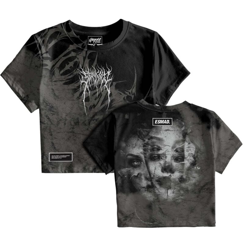 T-Shirt Manches courtes  de Stay Cold Apparel - Trinity (Custom) - Crop T-Shirt (200GSM) - XS à XL - pour Femme - noir/gris - Stay Cold Apparel