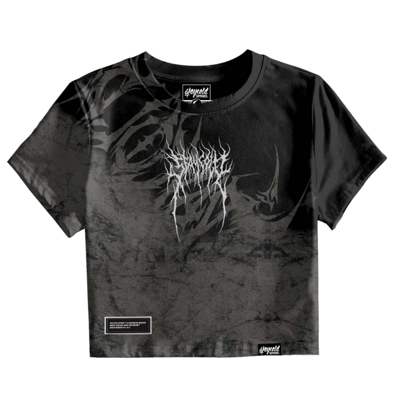 T-Shirt Manches courtes  de Stay Cold Apparel - Trinity (Custom) - Crop T-Shirt (200GSM) - XS à XL - pour Femme - noir/gris - Stay Cold Apparel - View 2
