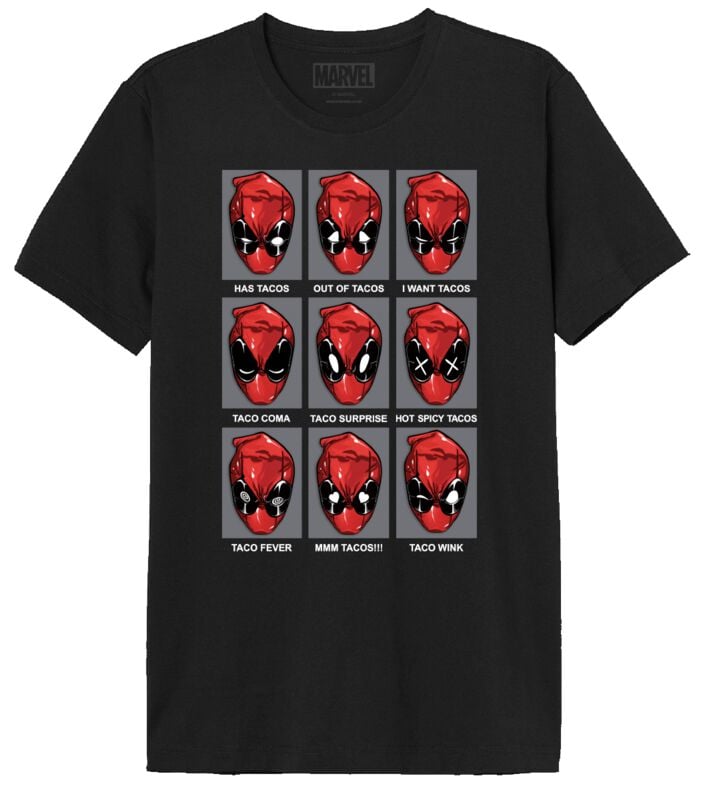 T-Shirt Manches courtes Disney de Deadpool - Tacos Heads - S à XXL - pour Homme - noir - Deadpool