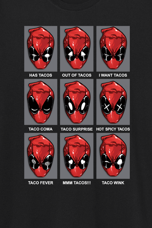 T-Shirt Manches courtes Disney de Deadpool - Tacos Heads - S à XXL - pour Homme - noir - Deadpool - View 2