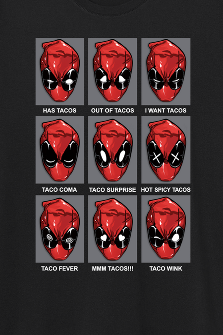 T-Shirt Manches courtes Disney de Deadpool - Tacos Heads - S à XXL - pour Homme - noir - Deadpool - View 2