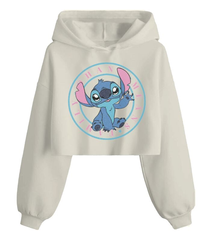 Sweat-shirt à capuche Disney de Lilo & Stitch - Cropped Stitch - S à XXL - pour Femme - blanc - Lilo & Stitch