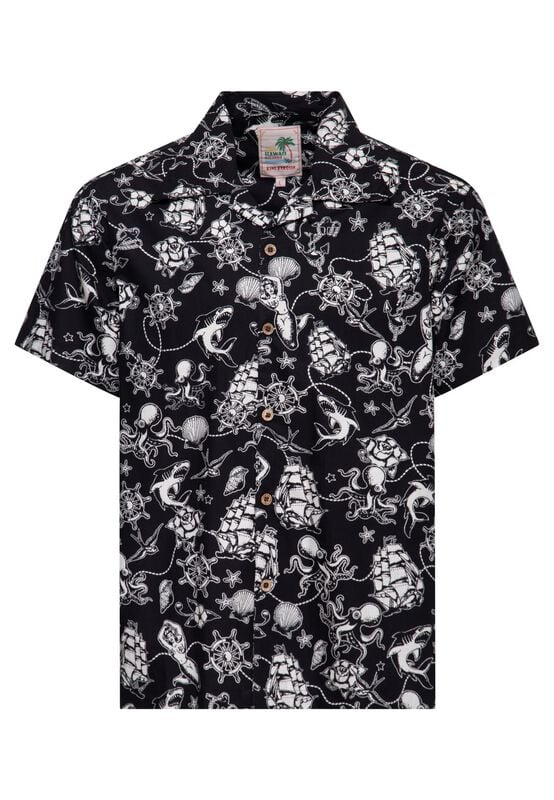 Chemise manches courtes Rockabilly de King Kerosin - Sailor - Chemise Hawaïenne - S à 5XL - pour Homme - noir - King Kerosin