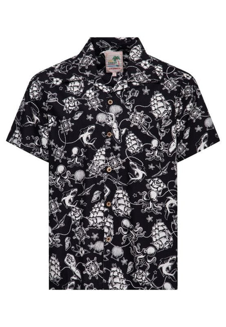 Chemise manches courtes Rockabilly de King Kerosin - Sailor - Chemise Hawaïenne - S à 5XL - pour Homme - noir - King Kerosin