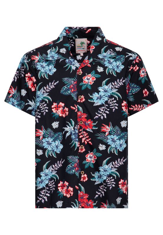 Chemise manches courtes Rockabilly de King Kerosin - Hibiscus - Chemise Hawaïenne - S à 5XL - pour Homme - noir - King Kerosin