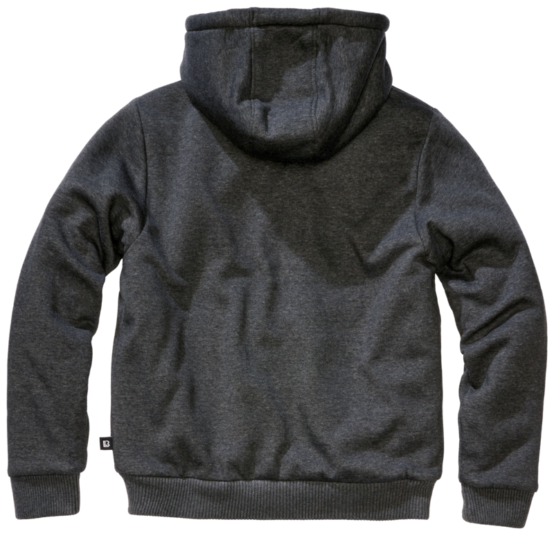 Sweat-shirt à capuche  de Brandit - Sweat à Capuche Zippé Doublé Teddy - S à 4XL - pour Homme - noir chiné - Brandit - View 2