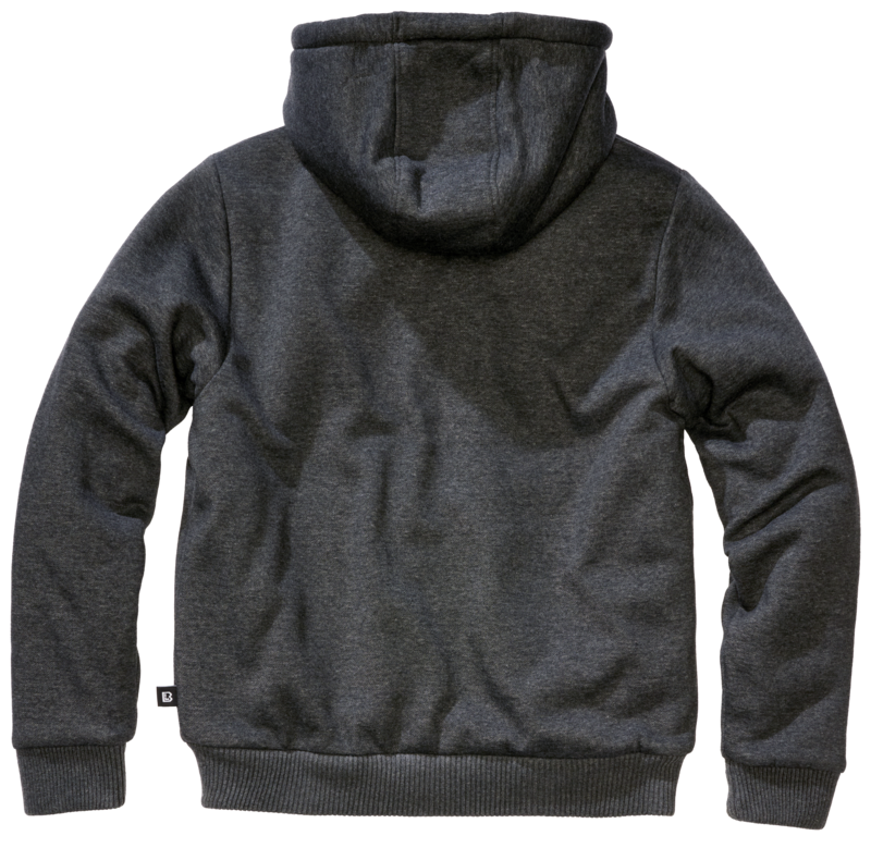 Sweat-shirt à capuche  de Brandit - Sweat à Capuche Zippé Doublé Teddy - S à 4XL - pour Homme - noir chiné - Brandit - View 2