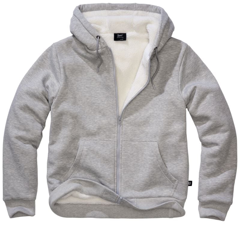 Sweat-shirt à capuche  de Brandit - Sweat à Capuche Zippé Doublé Teddy - M à 5XL - pour Homme - gris chiné - Brandit