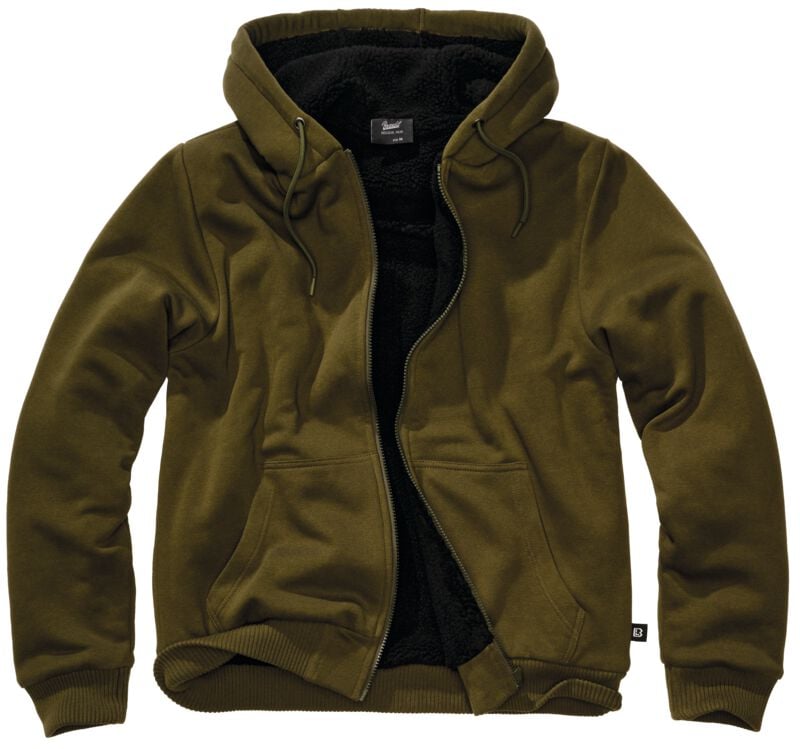 Sweat-shirt à capuche  de Brandit - Sweat à Capuche Zippé Doublé Teddy - M à 5XL - pour Homme - olive - Brandit