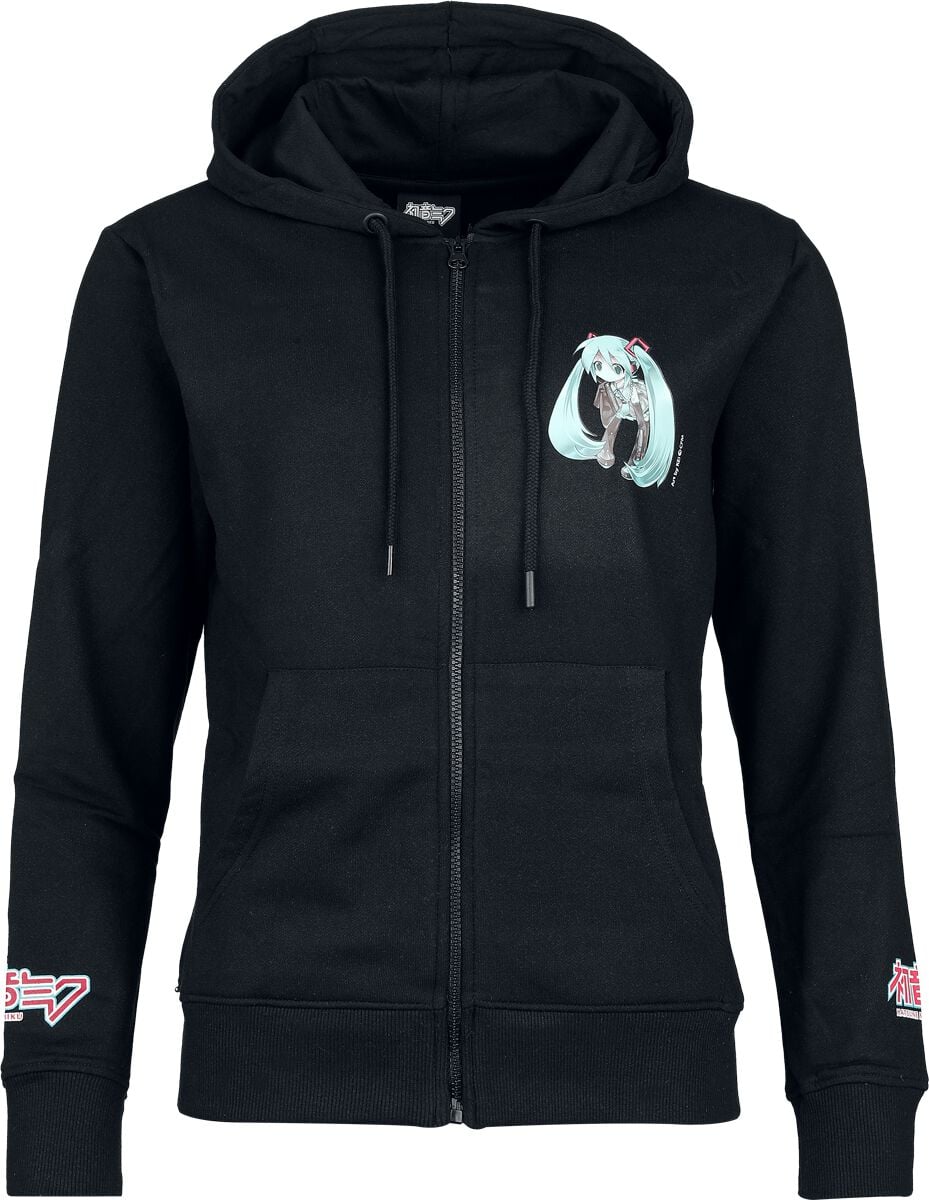 Sweat-shirt zippé à capuche  de Hatsune Miku - S à XXL - pour Femme - noir - Hatsune Miku