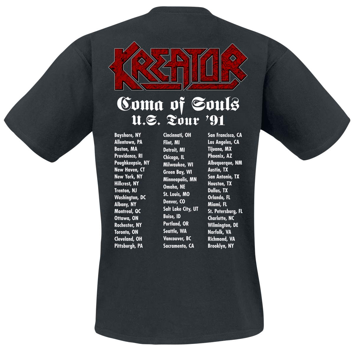 T-Shirt Manches courtes  de Kreator - US Tour 1991 - S à 3XL - pour Homme - noir - Kreator - View 2